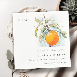 Boho Abstrakt Sketchy Orange Garden Wedding Pappersservett