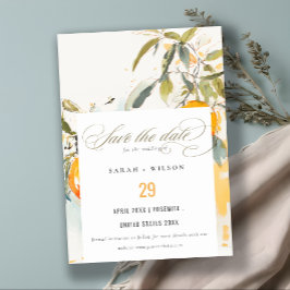 Boho Abstrakt Sketchy Orange Garden Wedding Spara Datumet