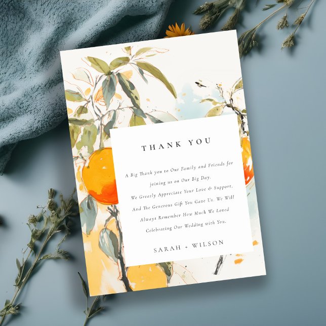 Boho Abstrakt Sketchy Orange Garden Wedding Tack Kort (Skapare uppladdad)