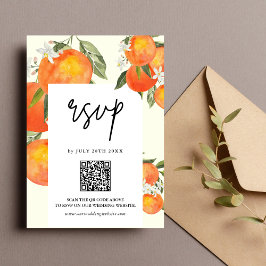 Boho Abstrakt Skissartad Orange Trädgårdsbröllop OSA Kort