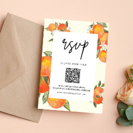 Boho Abstrakt Skissartad Orange Trädgårdsbröllop OSA Kort