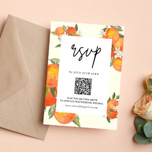 Boho Abstrakt Skissartad Orange Trädgårdsbröllop OSA Kort