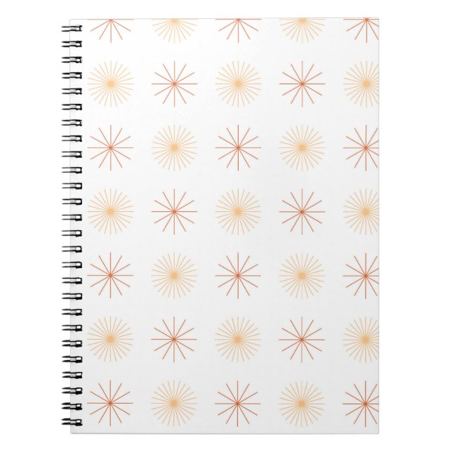 Boho abstrakt sol starburst peach orange white anteckningsbok (Framsidan)