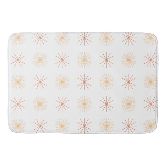 Boho abstrakt sol starburst peach orange white badrumsmatta (Framsidan)
