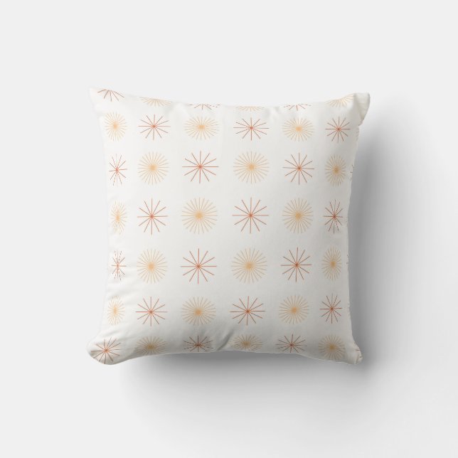 Boho abstrakt sol starburst peach orange white kudde (Framsida)