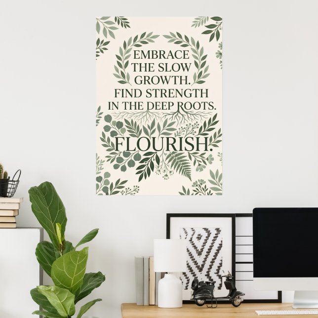 Boho Abstrakt Terrakotta Salvia Månad Linje Art Af Poster (Hemmakontoret)