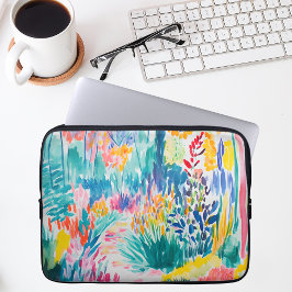 Boho Abstrakt Trädgård med Vilda Blommor Laptop Fodral