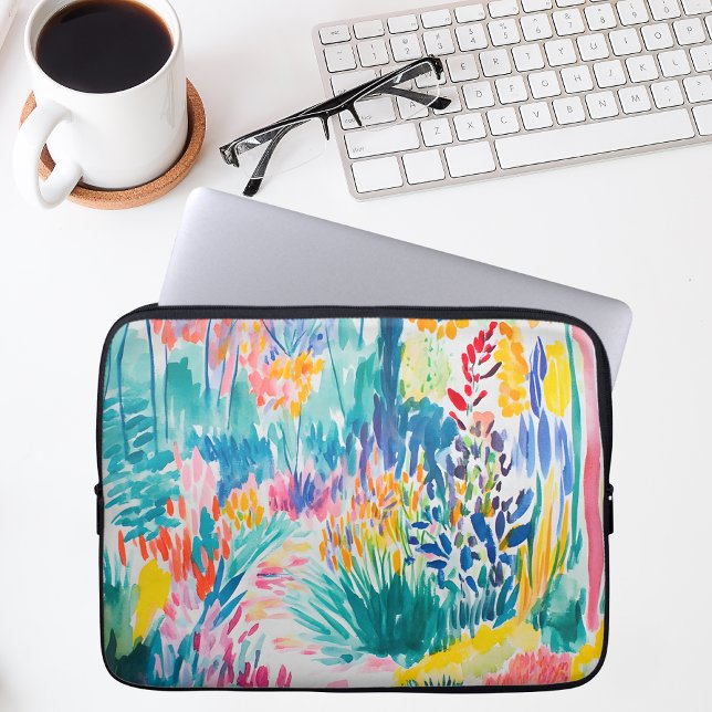 Boho Abstrakt Trädgård med Vilda Blommor Laptop Fodral (Skapare uppladdad)