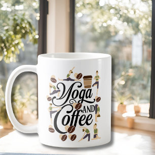 Boho Abstrakt Typography Yoga Pose och Kaffemugg