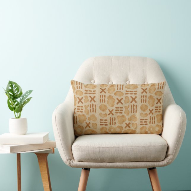 Boho Abstrakt X Mönster Neutral Papperskonst Lumbarkudde (Stol)