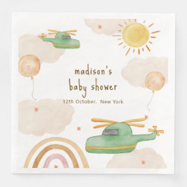 Boho Adventure Helicopter Airplane Baby Shower Pappersservett