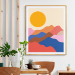 Boho Aestesisk Abstrakt Landskapsbergen Blue Poster<br><div class="desc">Boho Aestesisk Abstrakt Landskapsberg i blått och rött Poster</div>