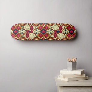 Boho Aesthetic Faux Crochet Wall Art Skateboard