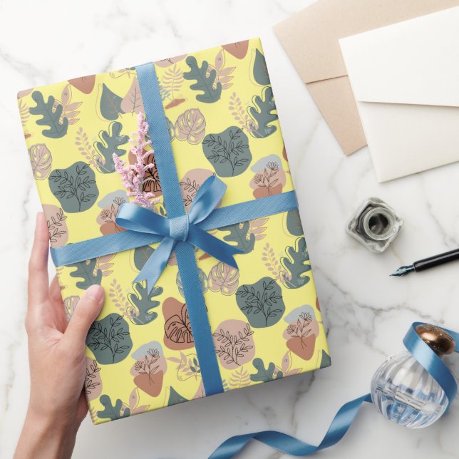 BOHO Aesthetic Mönster A12 L Gult BG Presentpapper (Gifting)