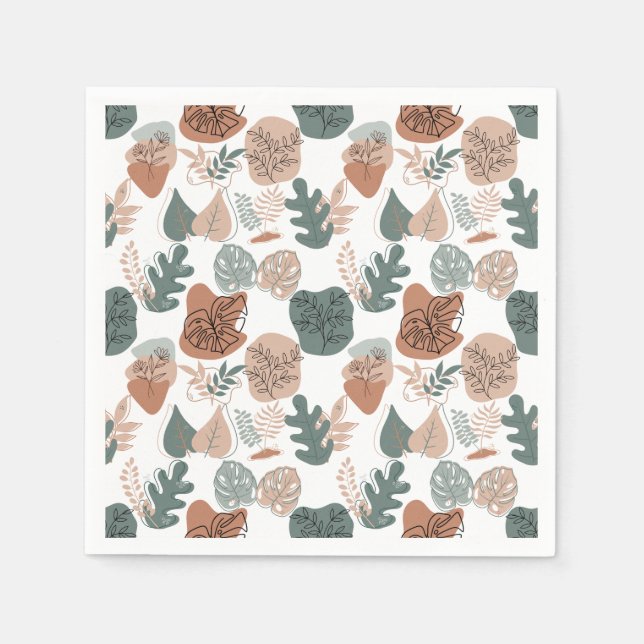 BOHO Aesthetic Mönster A12x4.white Pappersservett (Framsidan)