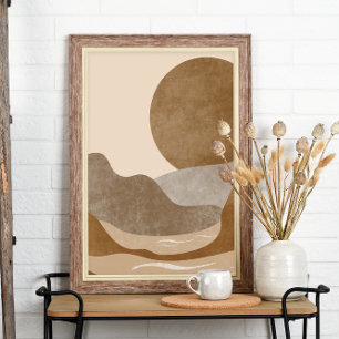 Boho Aesthetic Mountain Landscape Modern Art Poster
