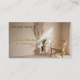 Boho Aesthetic Real Estate Agent Business Card Visitkort