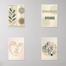 Boho Aesthetic Wall Ram Set - Minimal Print Set