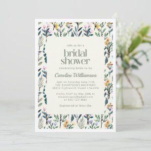 Boho Aesthetic Watercolor Wildblomma Möhippa Inbjudningar