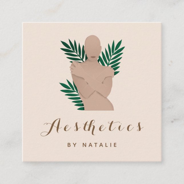 Boho Aesthetics Girl Body Silhouette Social Media Fyrkantigt Visitkort (Framsida)