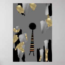 Boho African culture grått och guld wall art Poster