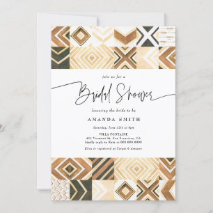 Boho African Tiles Safari Earth Tone Möhippa Inbjudningar