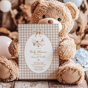 Boho Airplan Baby Shower Inbjudningar