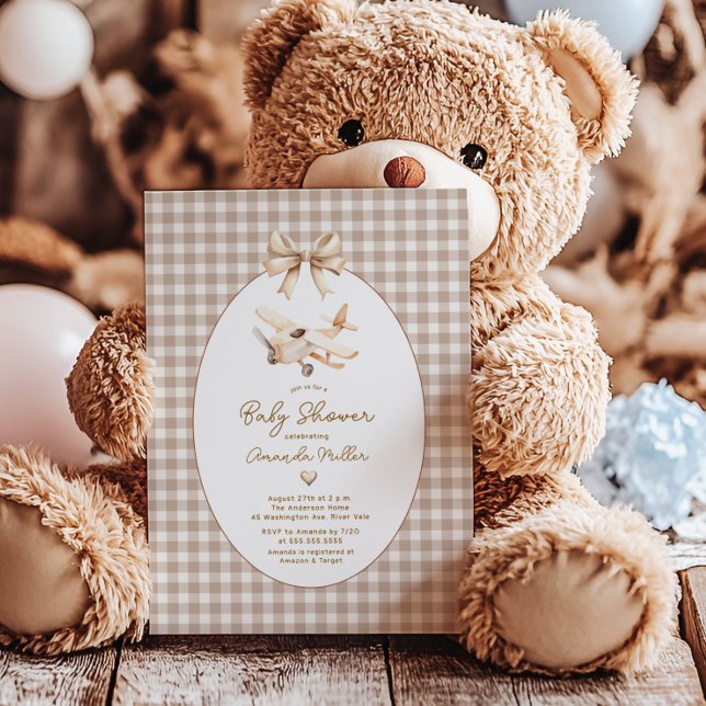 Boho Airplan Baby Shower Inbjudningar (Skapare uppladdad)