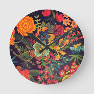 Boho akryl målning blomsterdesign rund klocka