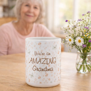 Boho Akvarell Blommig Fantastisk Mormors Present Kaffemugg