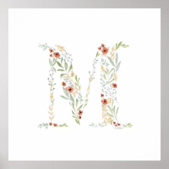 Boho akvarell blommig  poster (Framsidan)