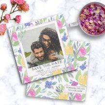 Boho Akvarell Blommig Spara Datum Bröllop