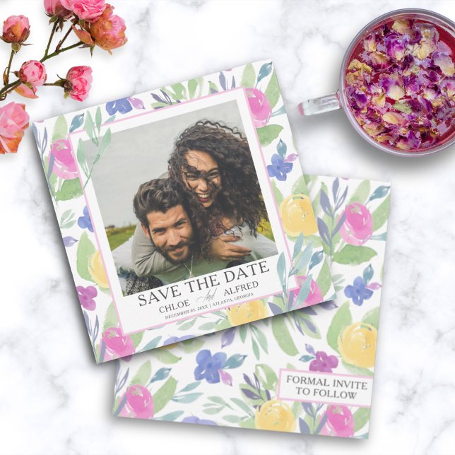 Boho Akvarell Blommig Spara Datum Bröllop (Skapare uppladdad)