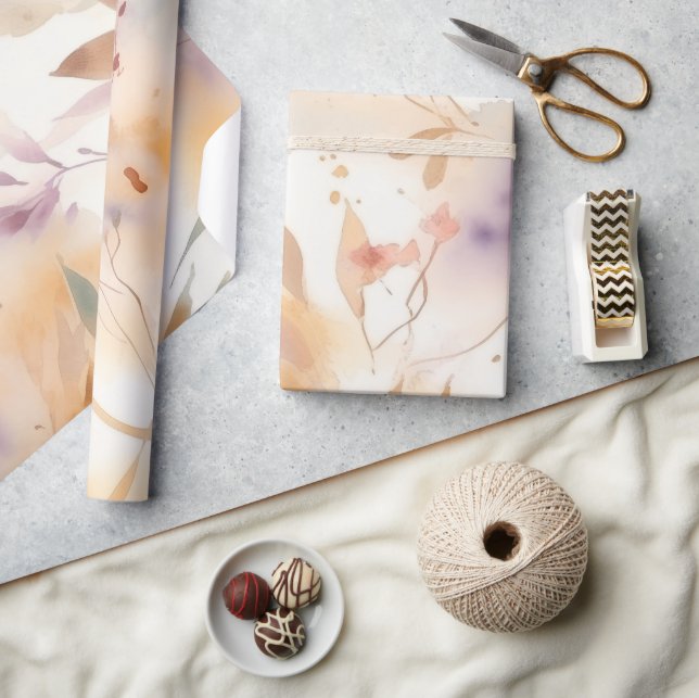 Boho Akvarell Blommig Vårträdgård Presentpapper (Hantverk)