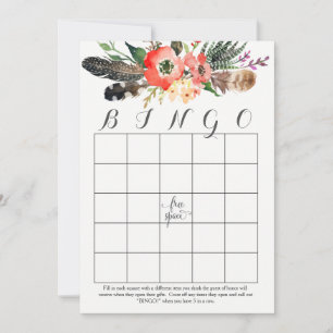 boho akvarell blommor Duschbingo kort
