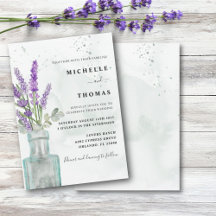 Boho akvarell Eukalyptus och Lavendel Bröllop
