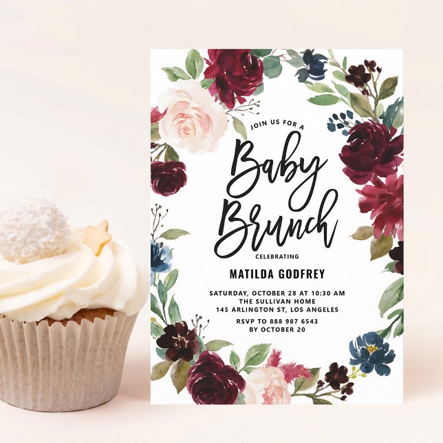 Boho akvarell höstkrans Baby Brunch Inbjudningar (Skapare uppladdad)