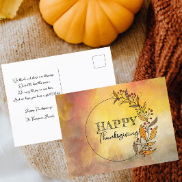 Boho akvarell höstkrans Thanksgiving hälsning Helg Vykort