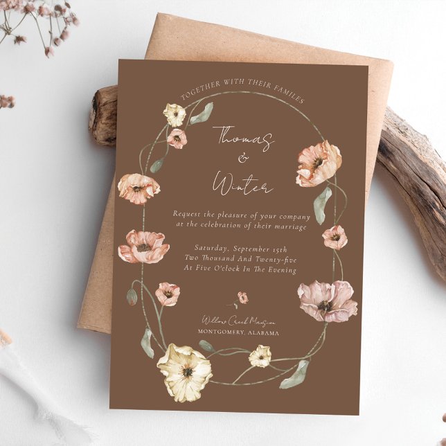 Boho Akvarell Island Island Vallmo Blommor Inbjudningar (Boho Icelandic Watercolor Iceland Poppy Flowers Invitation)