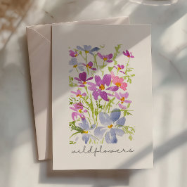 Boho akvarell rosa vildblomma brevkort kort