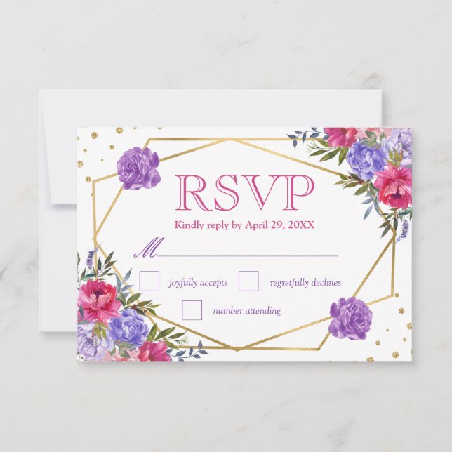 Boho akvarell sommarblommor bröllop RSVP OSA Kort (Framsida)