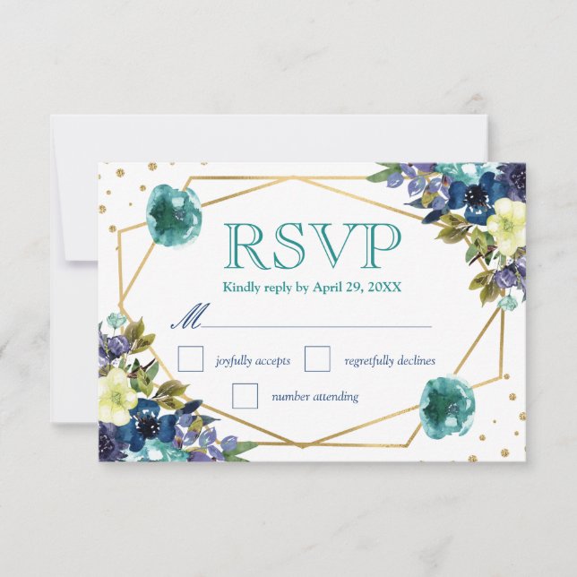 Boho akvarell vinter blommor bröllop RSVP OSA Kort (Framsida)