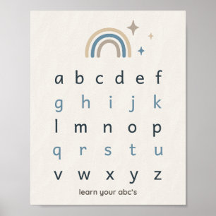 Boho alfabetstryck för barnkammare neutral ABC-aff Poster