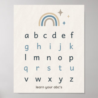 Boho alfabetstryck för barnkammare neutral ABC-aff Poster