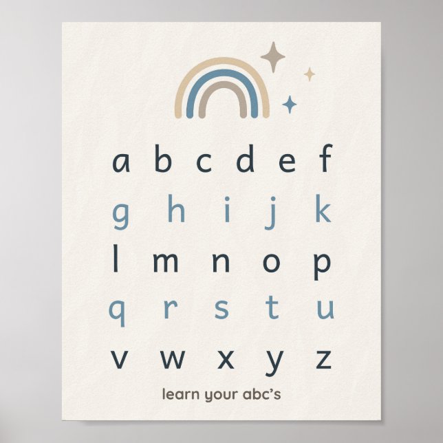 Boho alfabetstryck för barnkammare neutral ABC-aff Poster (Framsidan)