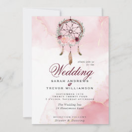 Boho All i One Bröllop Rosa Maroon Dream Catcher Inbjudningar