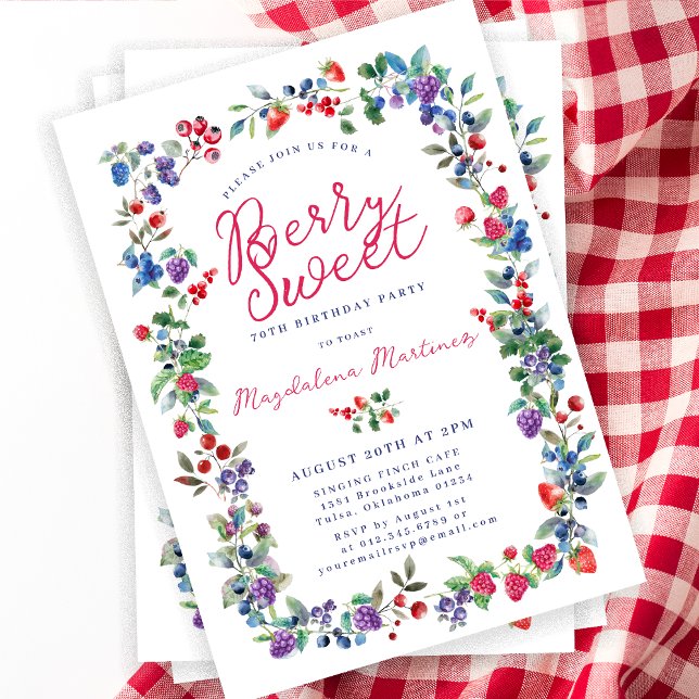 Boho Americana Berry Sweet Summer 70 Birthday Inbjudningar (Skapare uppladdad)
