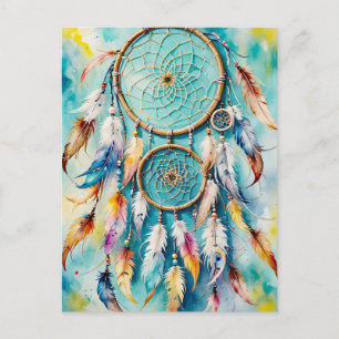 Boho amerikansk indian drömmfångare, akvarell vykort
