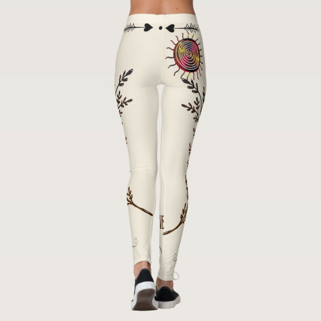 Boho Ancient Spiral Sol Rainbow Healing Yoga Leggings (Baksida)