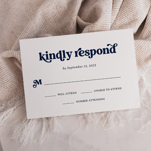 Boho and Retro Mörk Navy Blue and White OSA Kort (Skapare uppladdad)